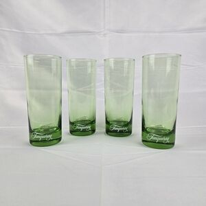 EUC Vintage Tanqueray Gin Green Highball Glasses 6.25" Tall Set Of 4 VTG